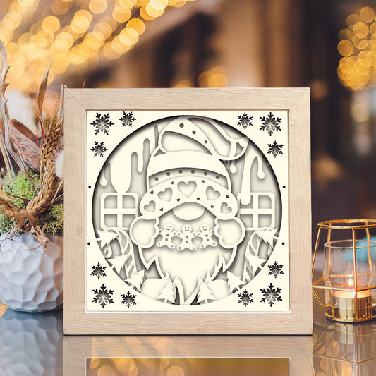 Gingerbread Gnome – 3D Christmas Paper Cut Shadow Box File - Cricut File - (8x8 inches) -