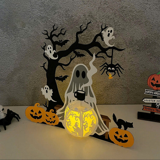 Chilling Ghost - 3D Halloween Paper Lantern File - Cricut File -