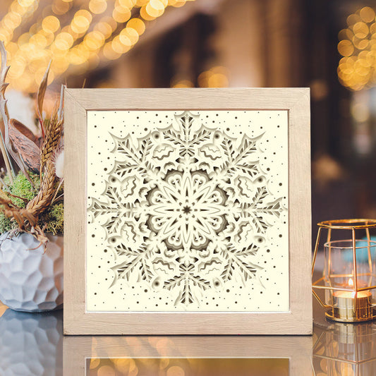 Snow Mandala – 3D Christmas Paper Cut Shadow Box File - Cricut File - (8x8 inches) -