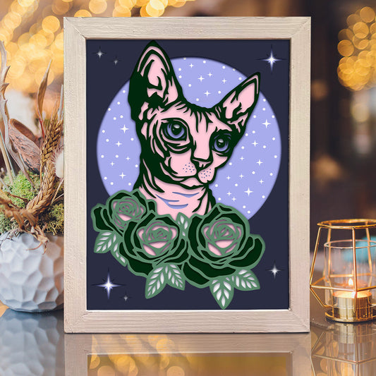 Sphinx Cat – 3D Paper Cut Shadow Box File - Cricut File - (8x8 inches) -