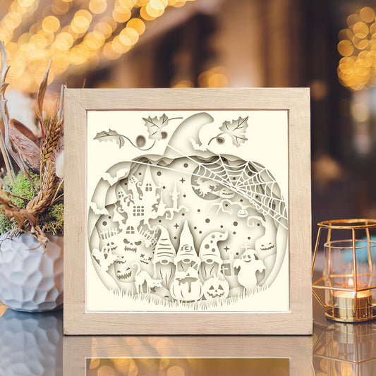 Halloween Gnome – 3D Halloween Paper Cut Shadow Box File - Cricut File - (8x8 inches) -