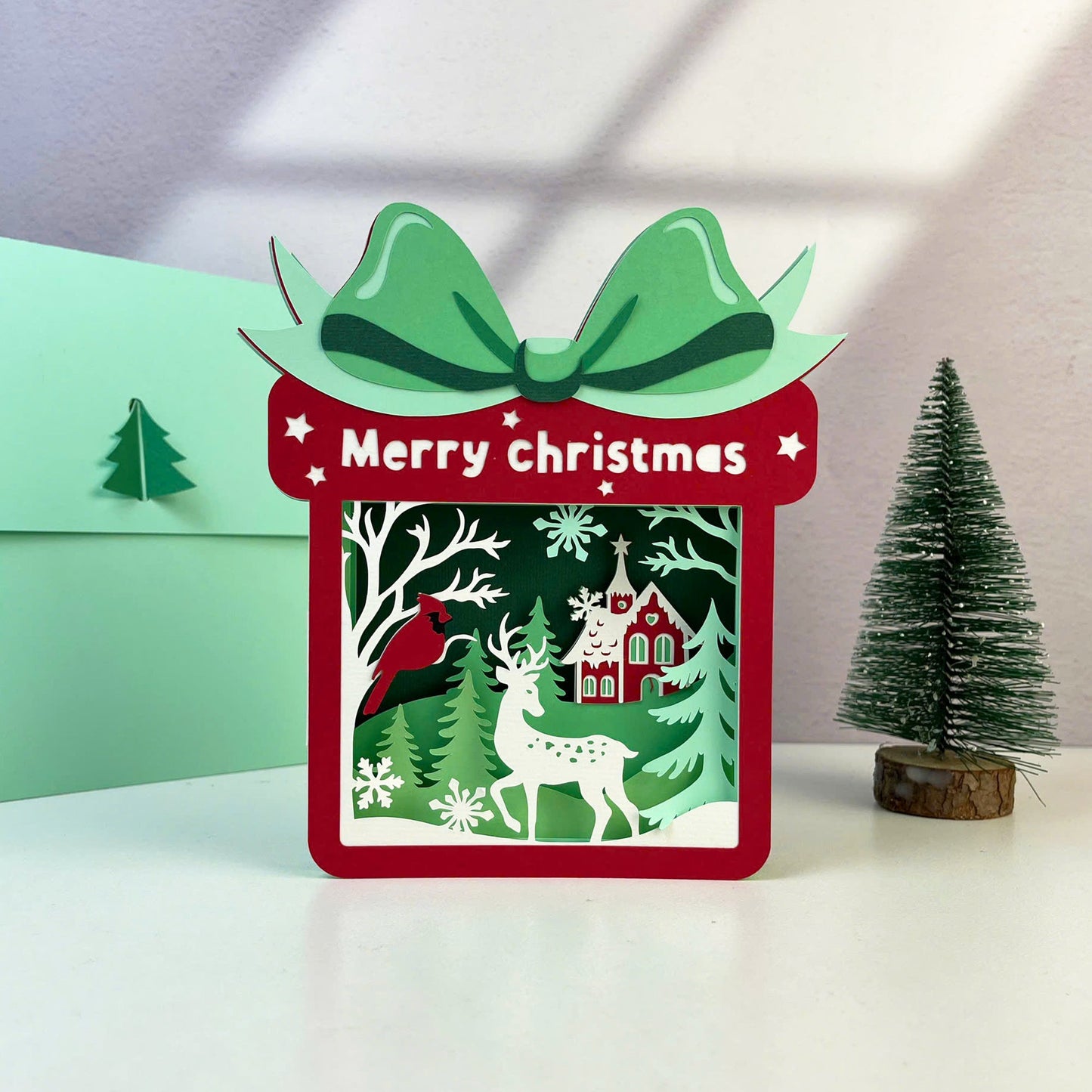 Winter Christmas Scene – 3D Christmas Paper Pop-up Card File - Cricut File -