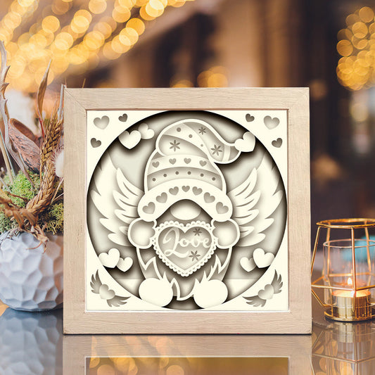Gnome Love 1 – 3D Paper Cut Shadow Box File - Cricut File - (8x8 inches) -