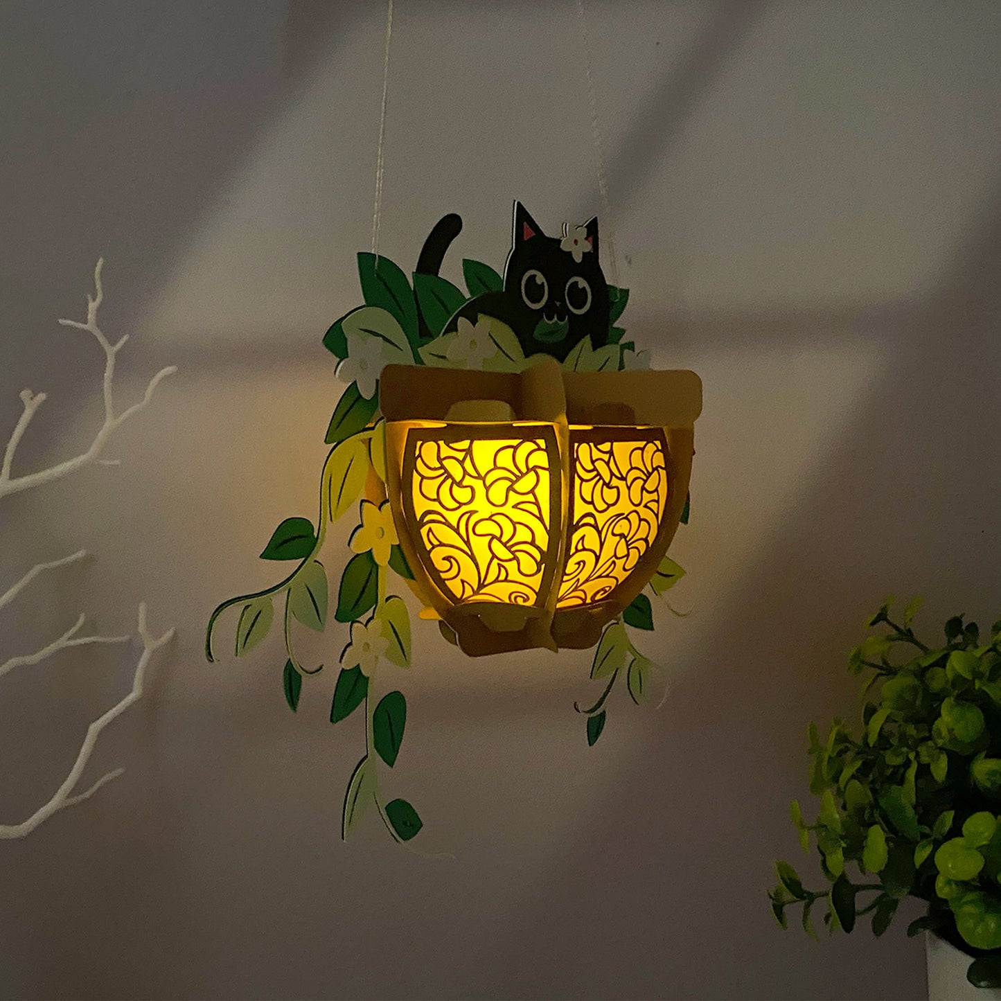 Cat Plants Pot - 3D Paper Cut Lantern File  - Cricut File  -