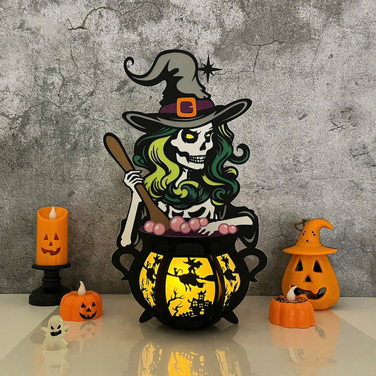 Cauldron Witch 2 - 3D Halloween Cauldron Paper Lantern File - Cricut File  -