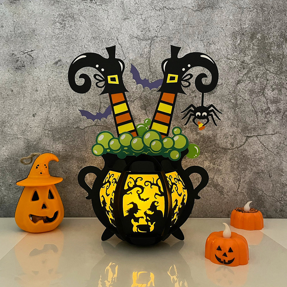 Cauldron Witch - 3D Halloween Cauldron Paper Lantern File - Cricut File  -