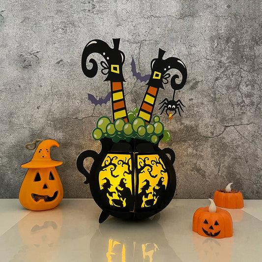 Cauldron Witch - 3D Halloween Cauldron Paper Lantern File - Cricut File  -
