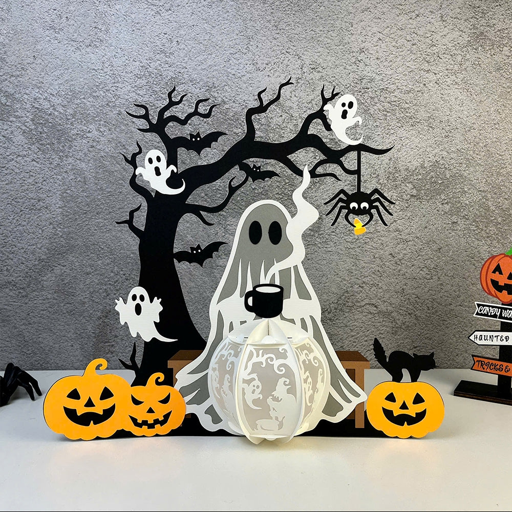 Chilling Ghost - 3D Halloween Paper Lantern File - Cricut File  -