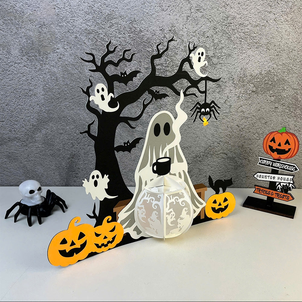 Chilling Ghost - 3D Halloween Paper Lantern File - Cricut File  -