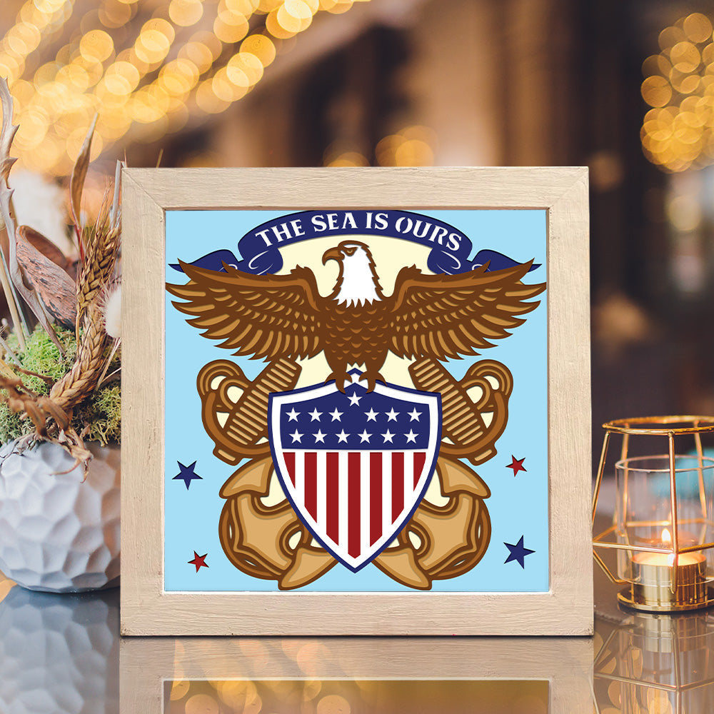 Navy – 3D Paper Cut Shadow Box File - Cricut File - (8x8 inches) -
