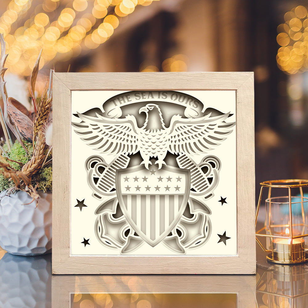 Navy – 3D Paper Cut Shadow Box File - Cricut File - (8x8 inches) -