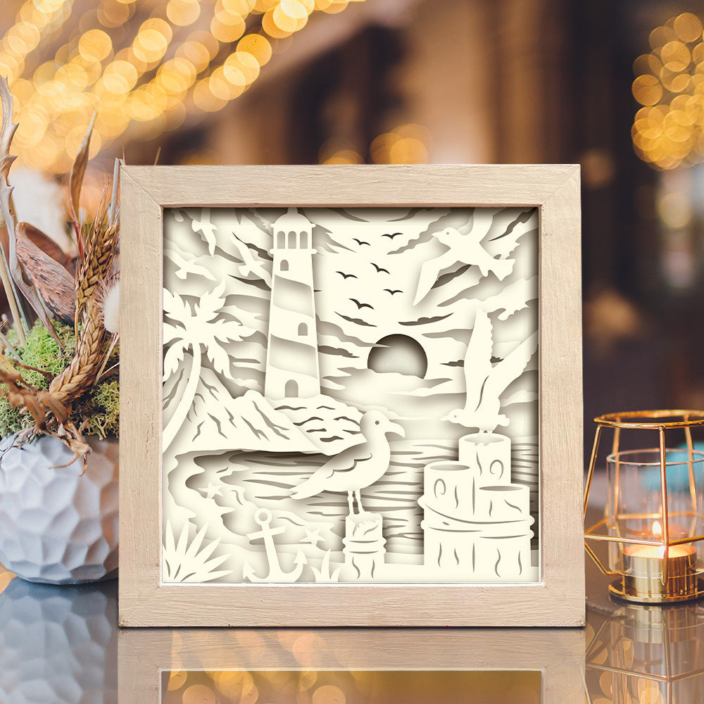 Sea Birds – 3D Paper Cut Shadow Box File - Cricut File - (8x8 inches) -