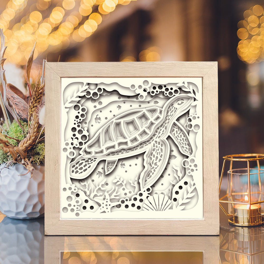 Sea Turtle 3 – 3D Paper Cut Shadow Box File - Cricut File - (8x8 inches) -
