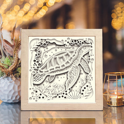 Sea Turtle 3 – 3D Paper Cut Shadow Box File - Cricut File - (8x8 inches) -