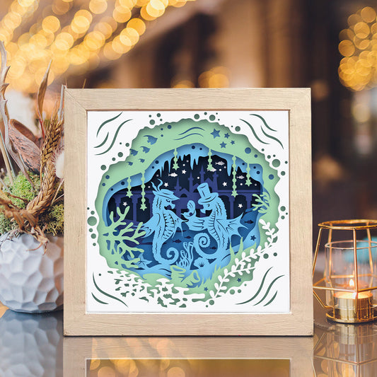 Seahorse 1 – 3D Paper Cut Shadow Box File - Cricut File - (8x8 inches) -