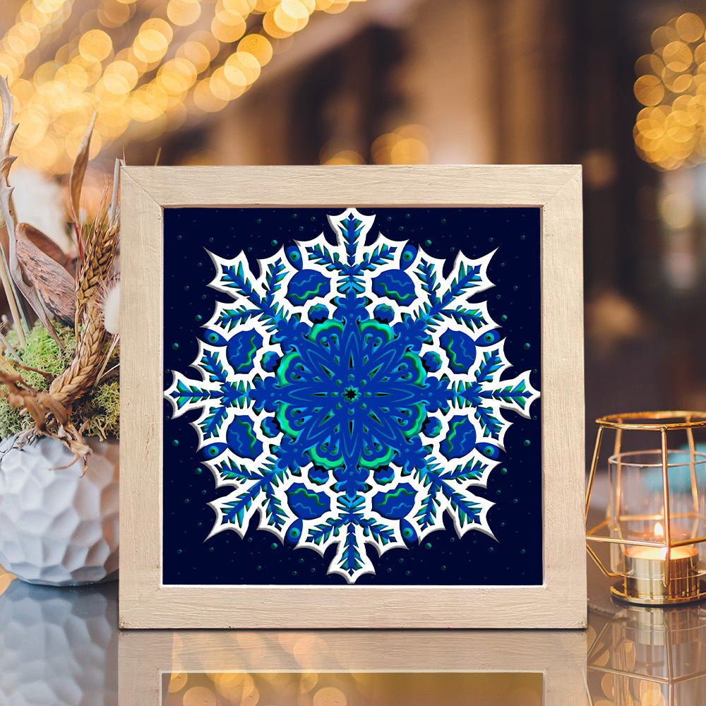Snow Mandala – 3D Christmas Paper Cut Shadow Box File - Cricut File - (8x8 inches) -