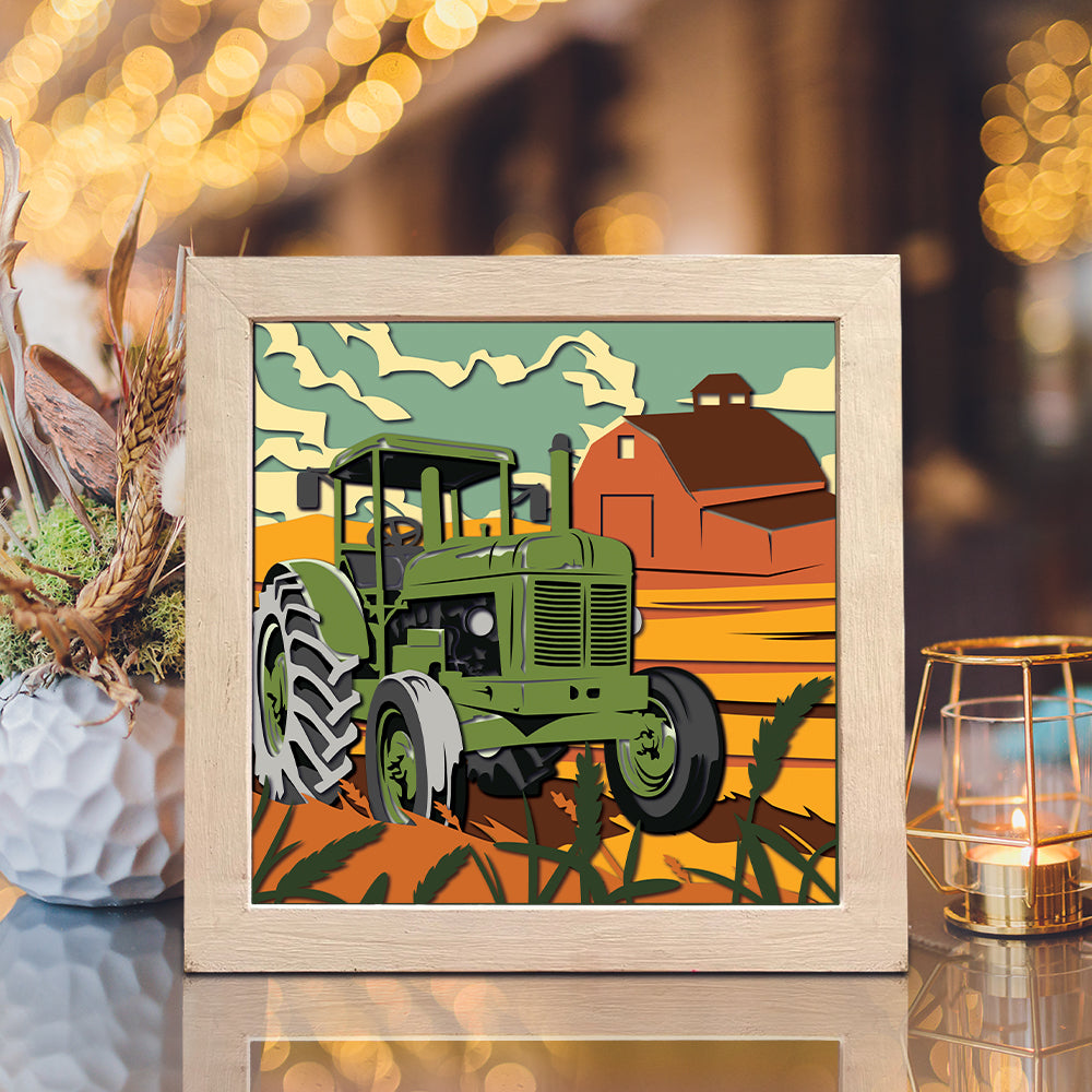 Tractor – 3D Paper Cut Shadow Box File - Cricut File - (8x8 inches) -