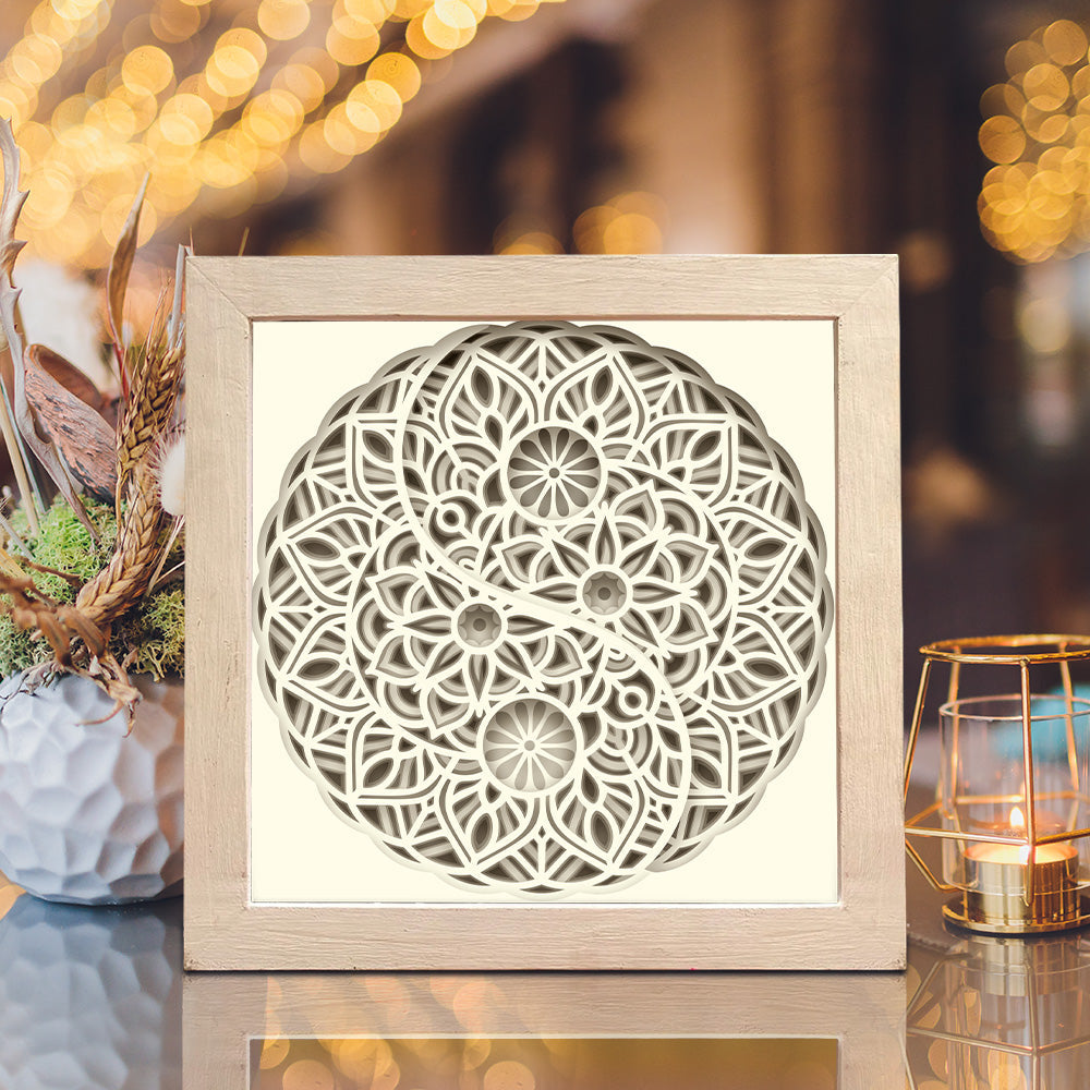 Yin Yang Mandala 2 – 3D Paper Cut Shadow Box File - Cricut File - (8x8 inches) -